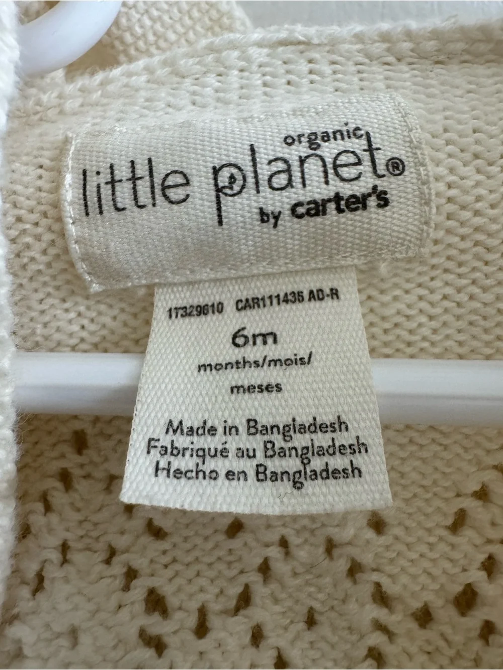 Little Planet by Carters Baby Knit One-Piece Romper in Cream with Buttons